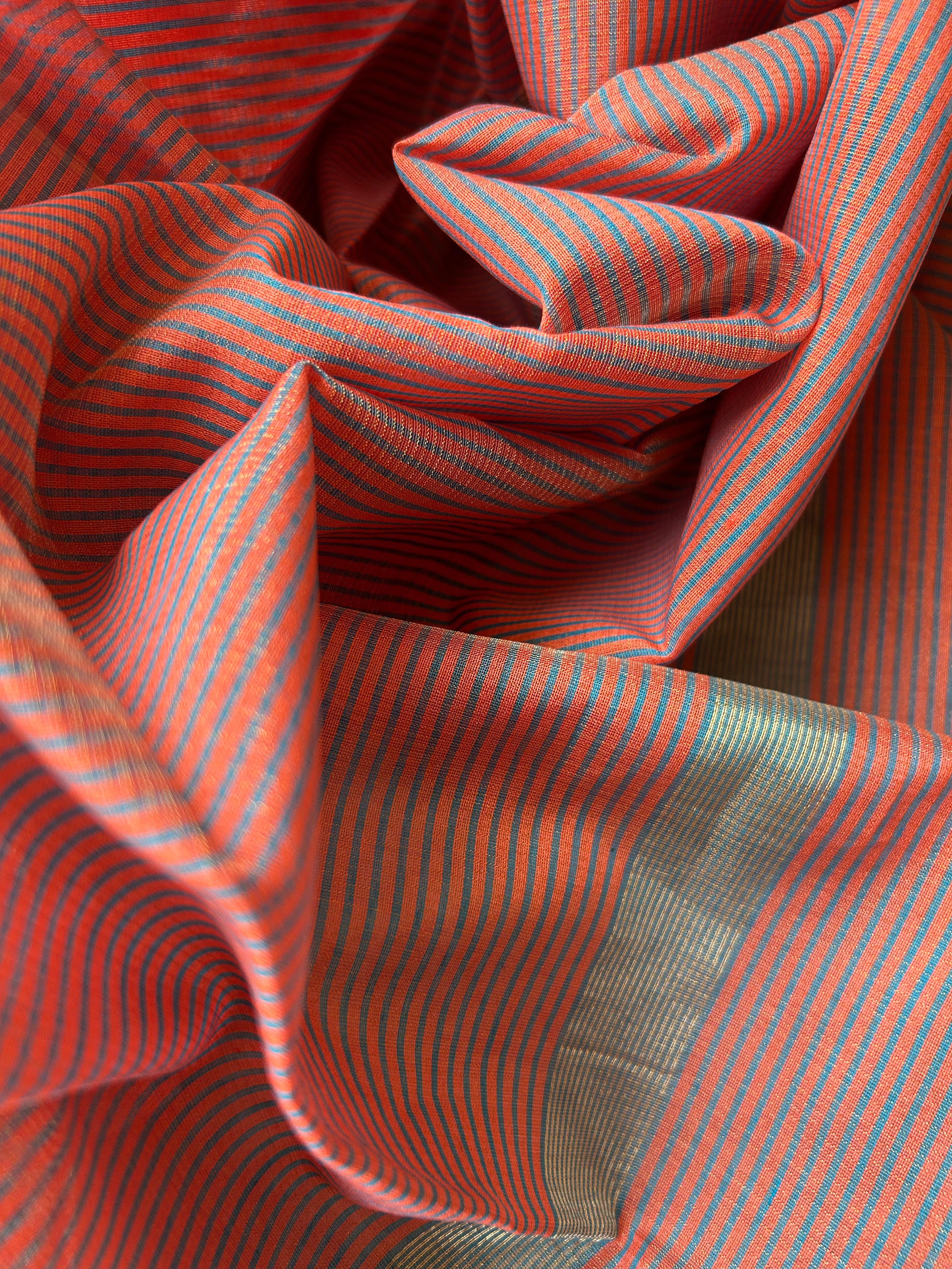 Handwoven Maheshwari Kurta Dupatta Set - Turquoise & Peach