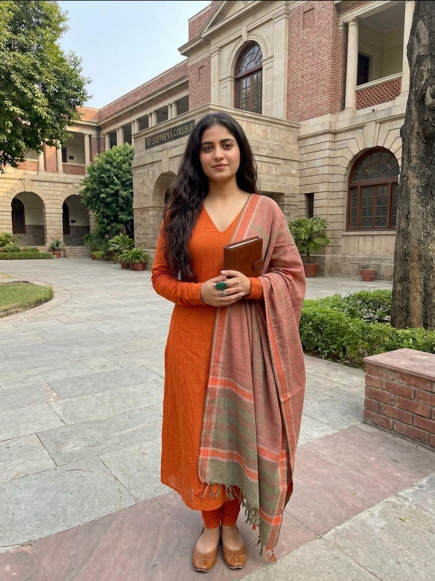 Handwoven Bhujodi Set - Orange and Olive