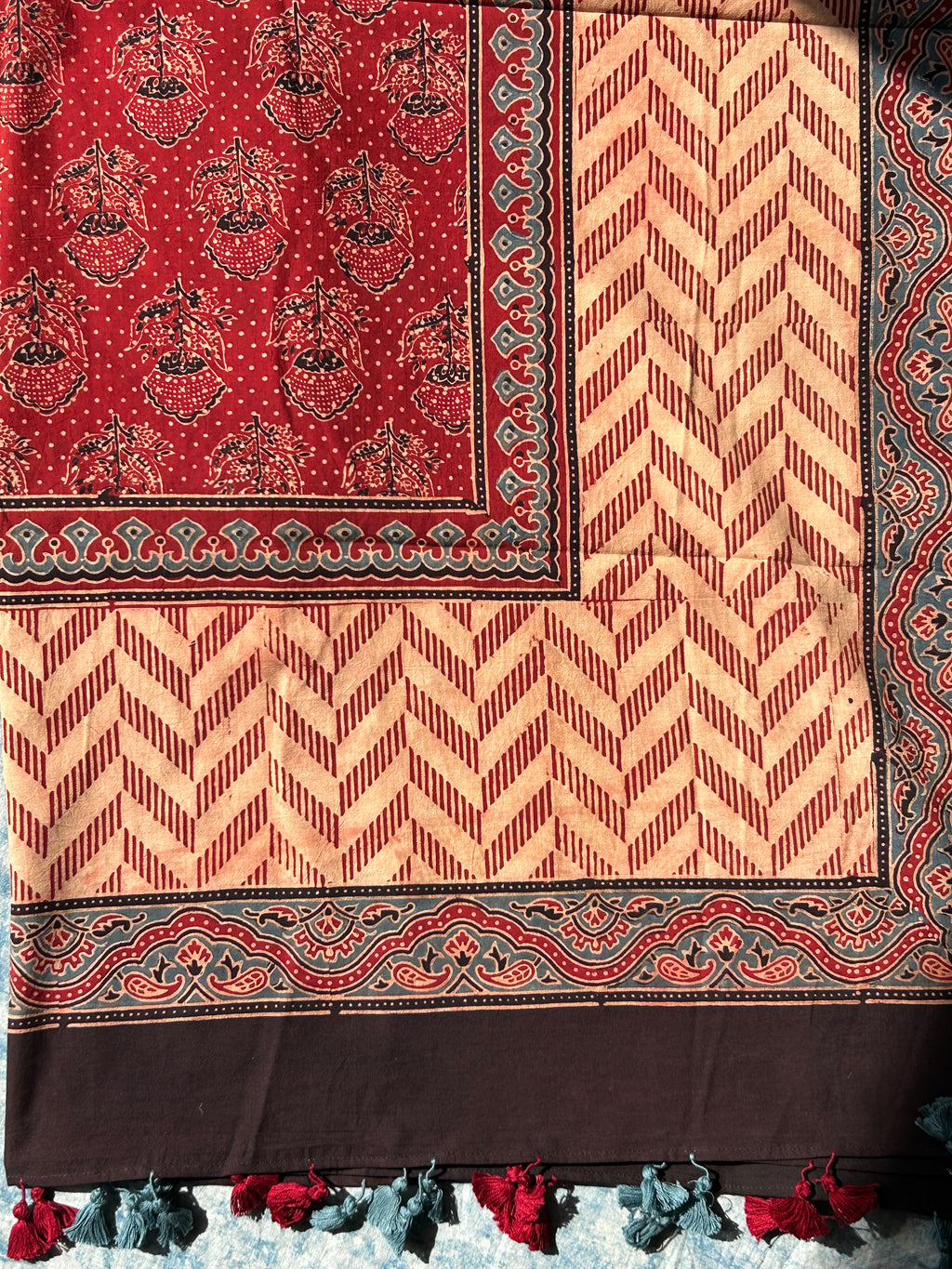 Natural Dyes Handblock Ajrakh Cotton Suit