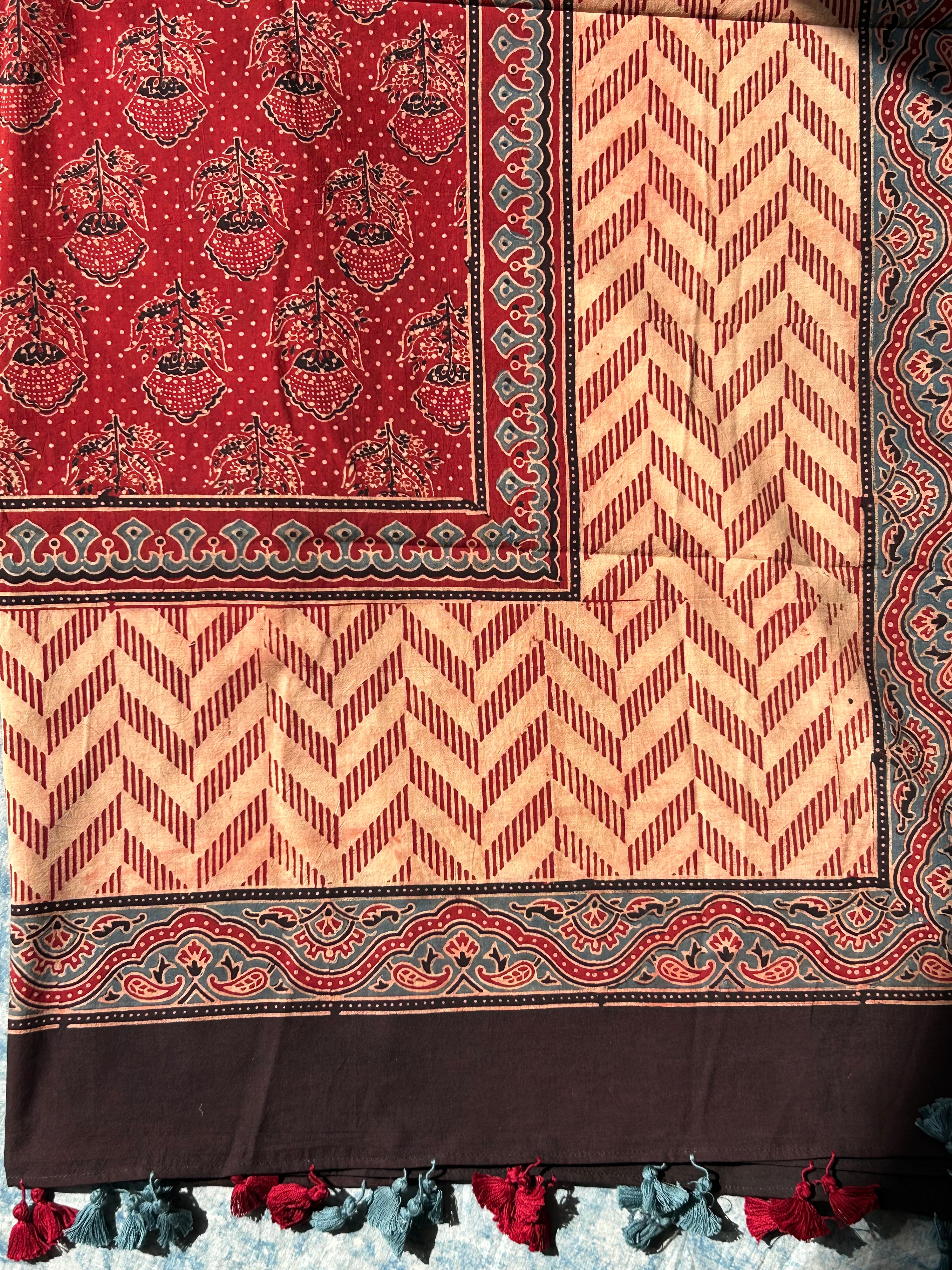 Natural Dyes Handblock Ajrakh Cotton Suit