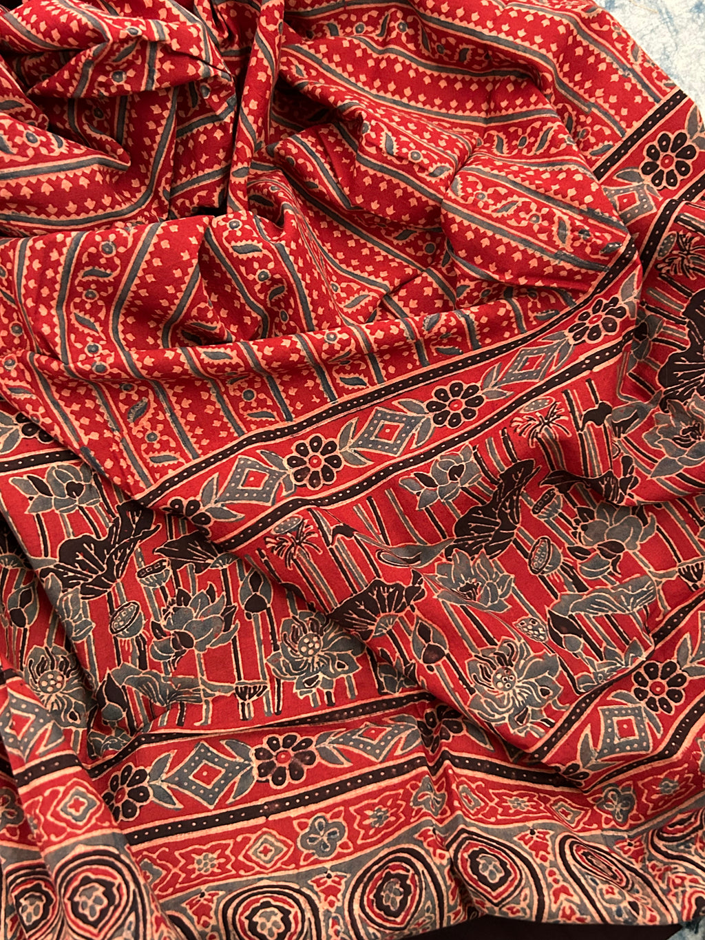 Natural Dyes Handcrafted Ajrakh Kurta Dupatta Set