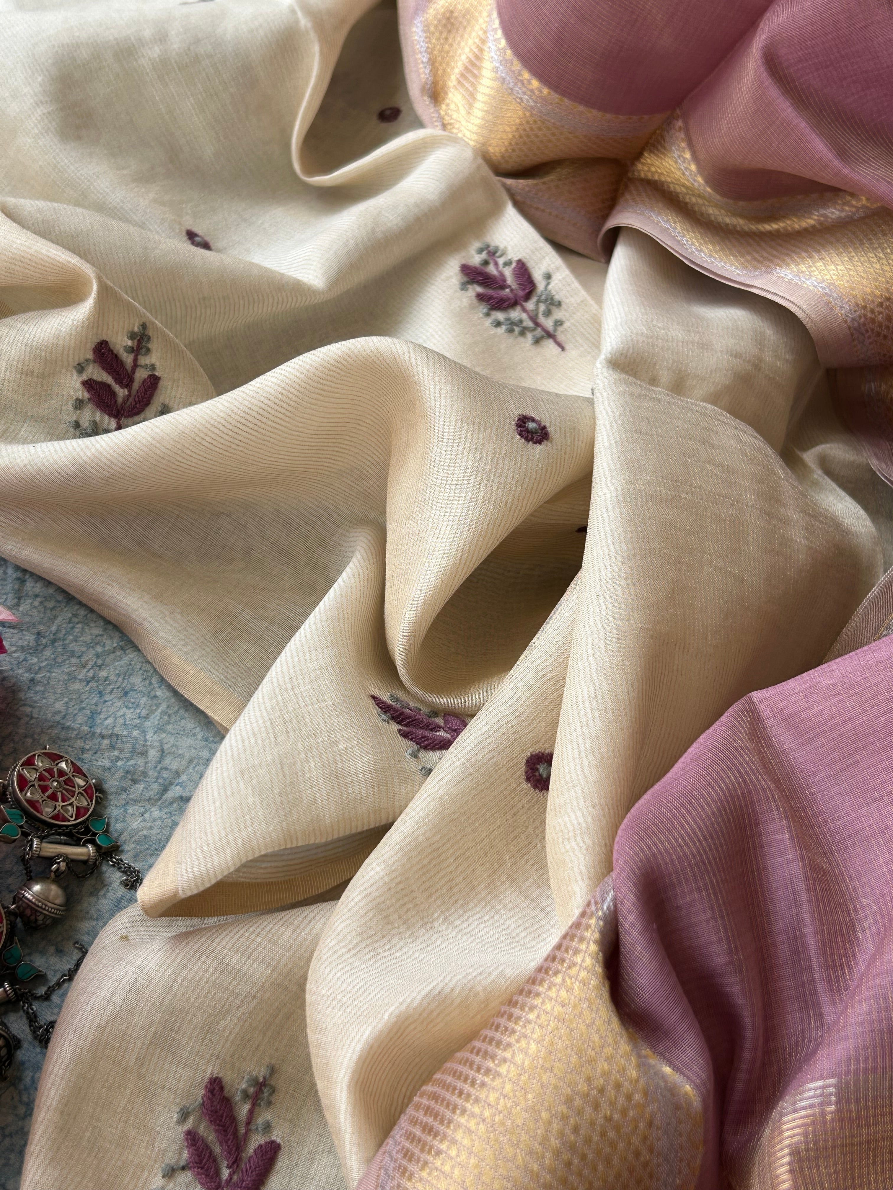 Handwoven Chikankari Work Maheshwari Set