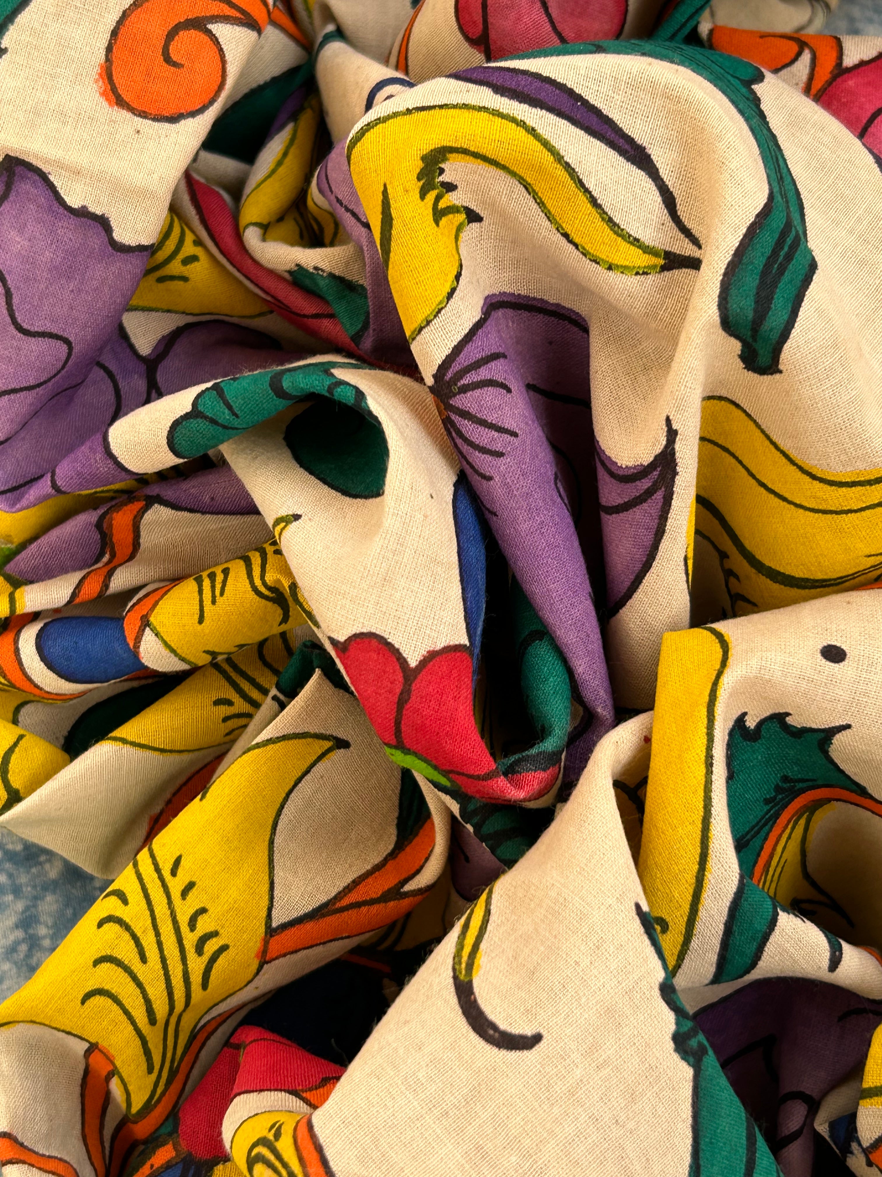 Handwoven Handcrafted Kalamkari Double Ikat Kurta Dupatta Set