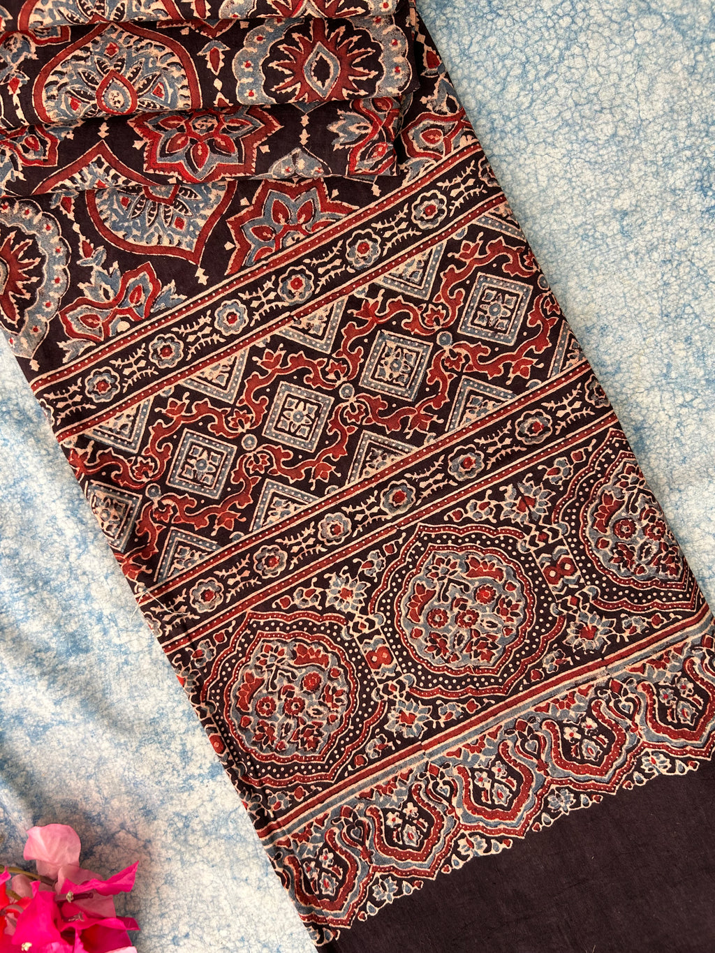 Natural Dyes Hand Block Ajrakh Dupatta
