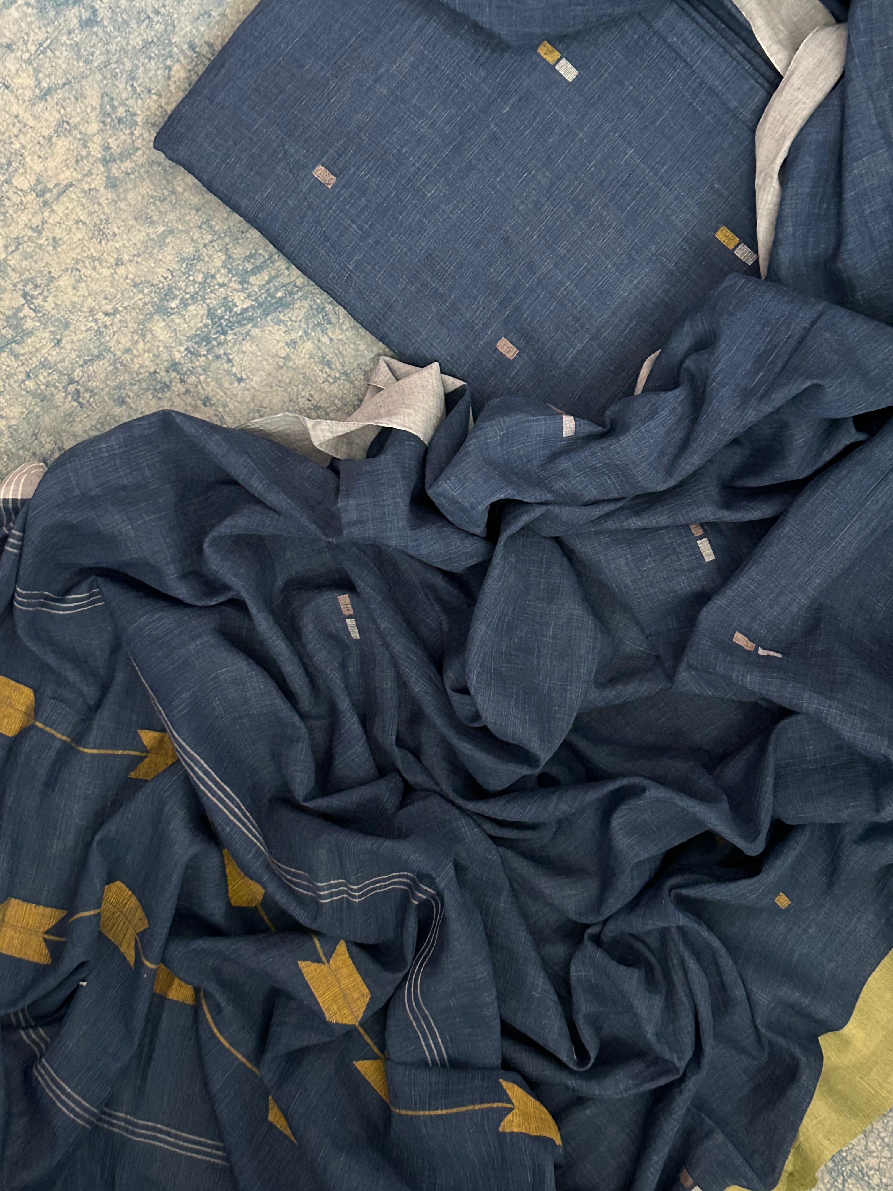 Syaahi - Handwoven Bengal Jamdani Kurta Dupatta set