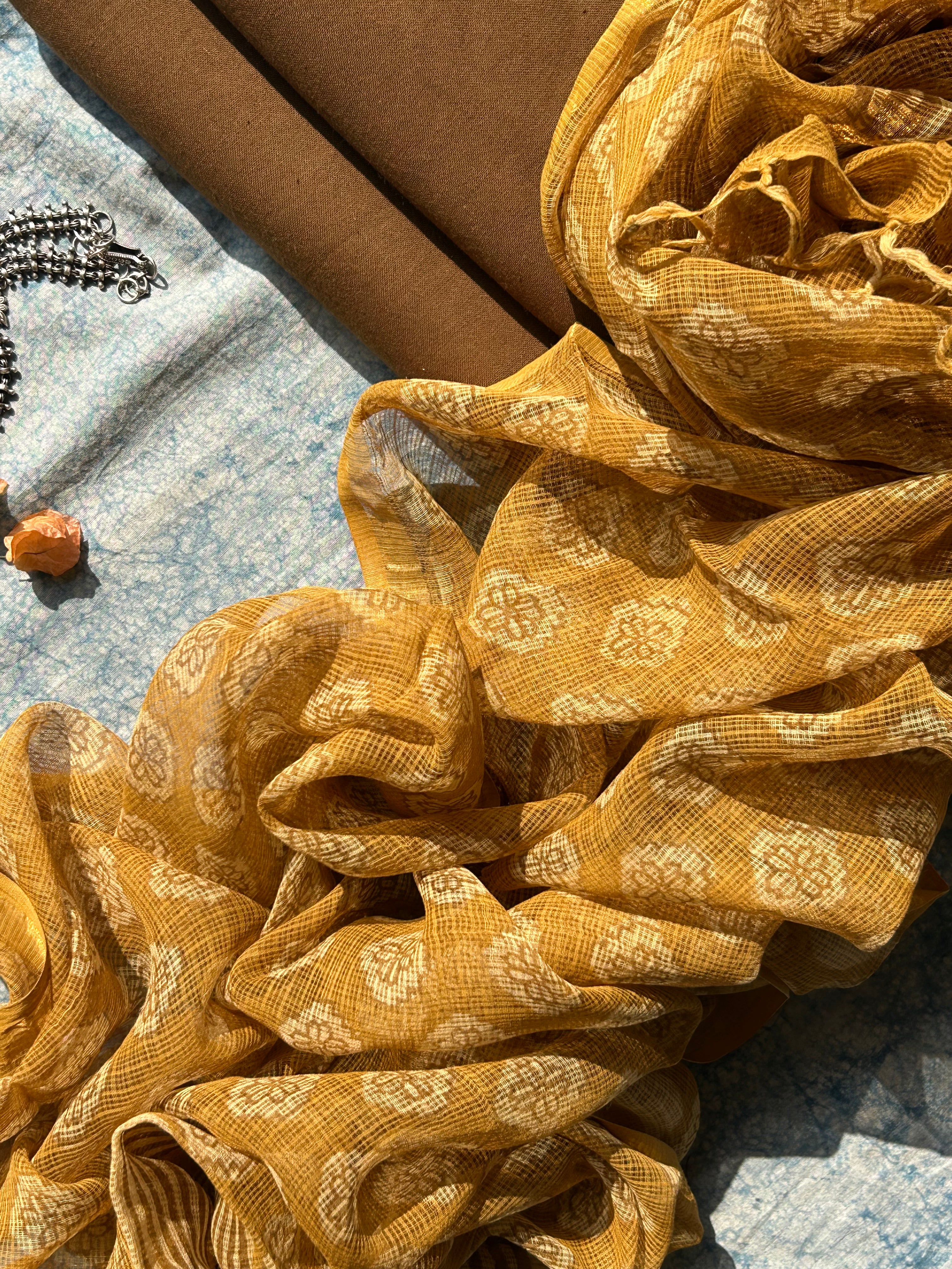 Handwoven Handblock Printed Set - Brown