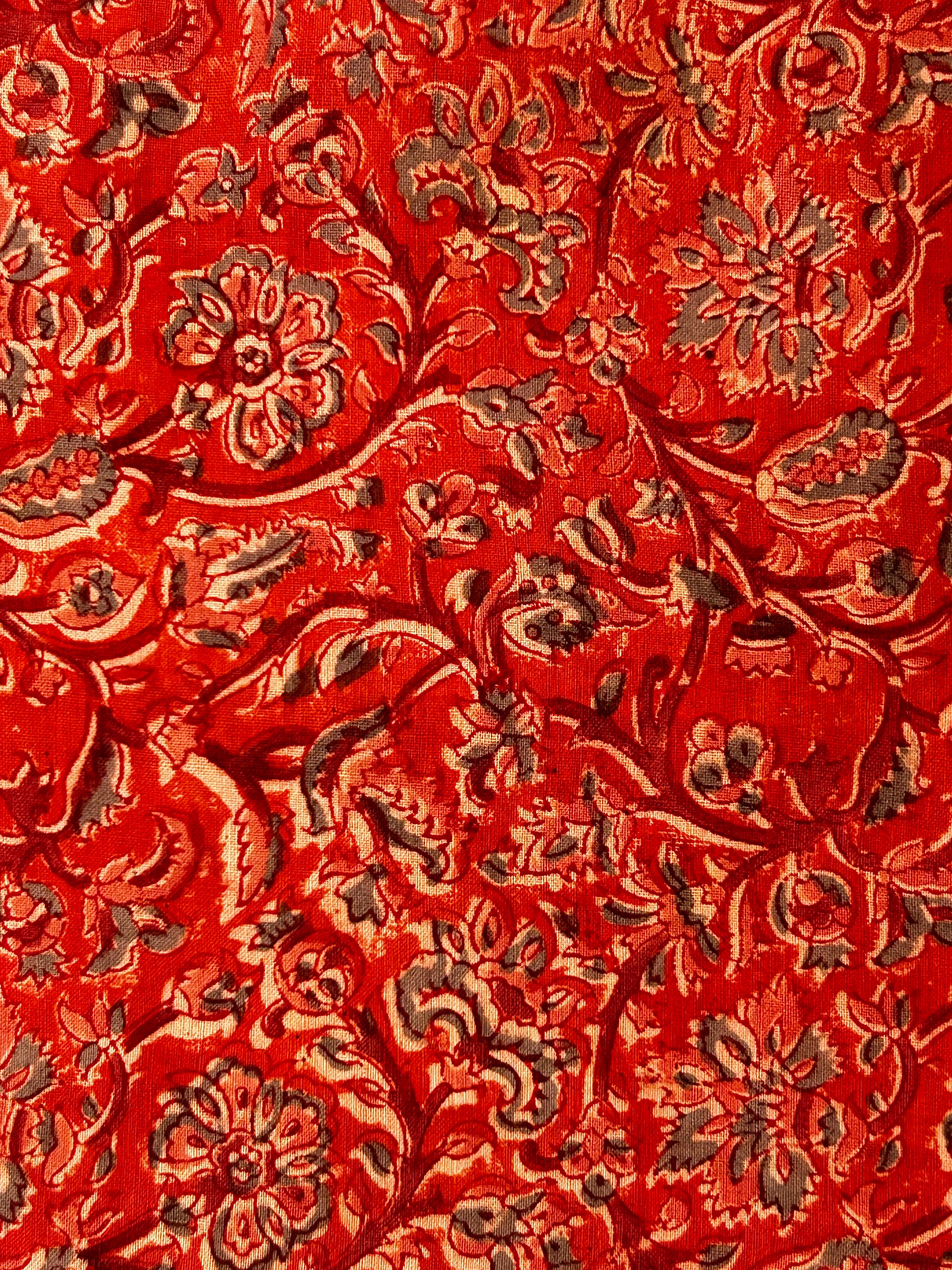 Handspun & Handwoven 2.5m Cotton Fabric With Handdone Pedana Kalamkari