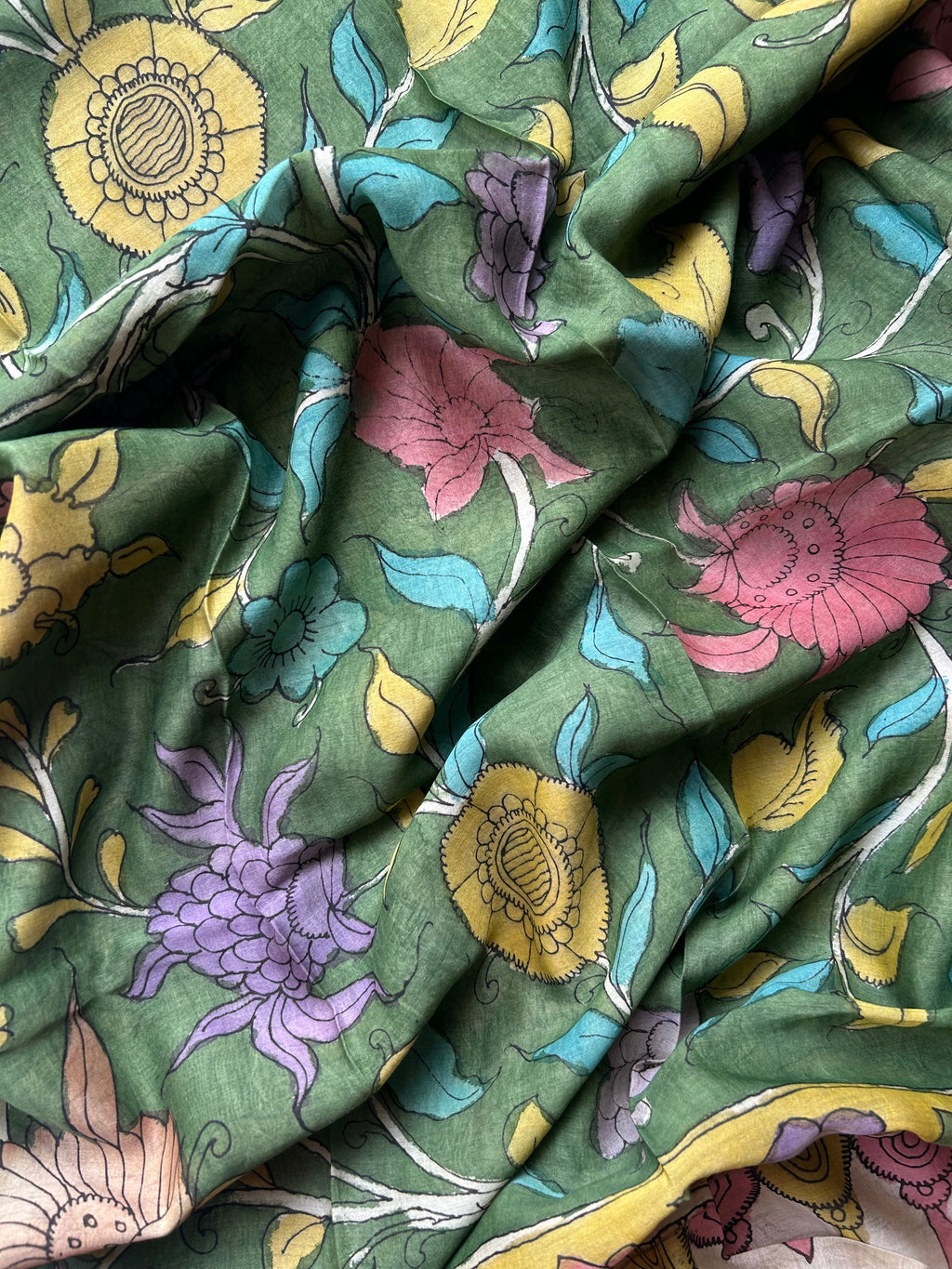Haritika -Handwoven Hand-drawn Handpainted Pen Kalamkari Dupatta