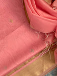 Handwoven Maheshwari Kurta Dupatta Set -Baby Pink