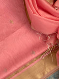 Handwoven Maheshwari Kurta Dupatta Set -Baby Pink