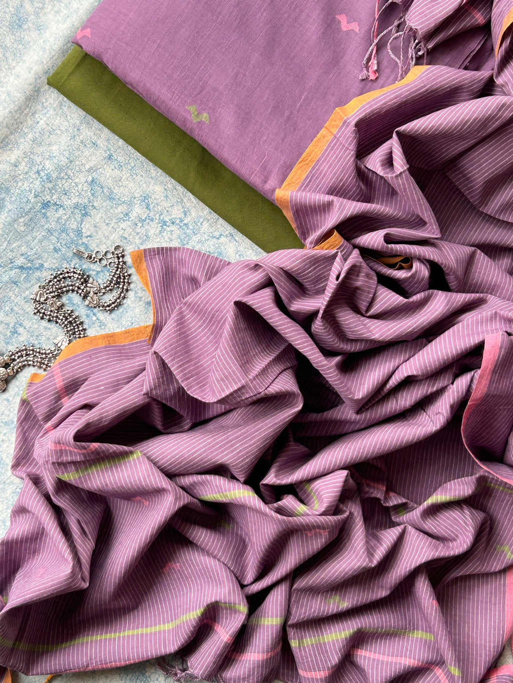 Kadambari -Handwoven Bengal Jamdani Kurta Dupatta set