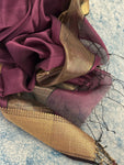 Handwoven Maheshwari Kurta Dupatta Set - Black & Wine