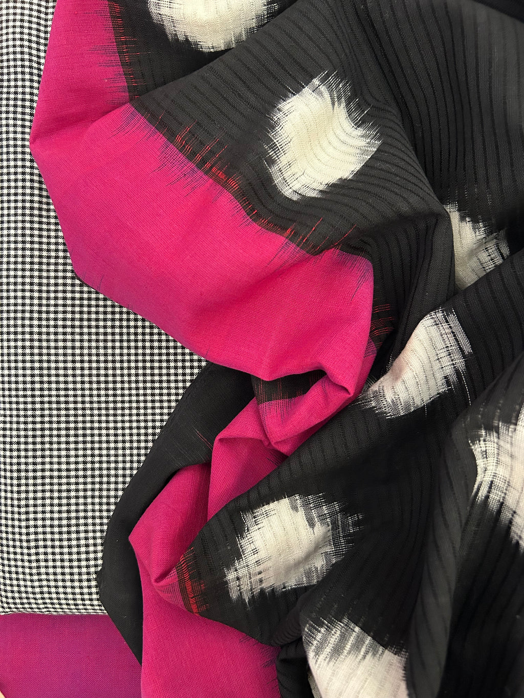 Handwoven Ikat Kurta Dupatta Set- Black and deep Purple