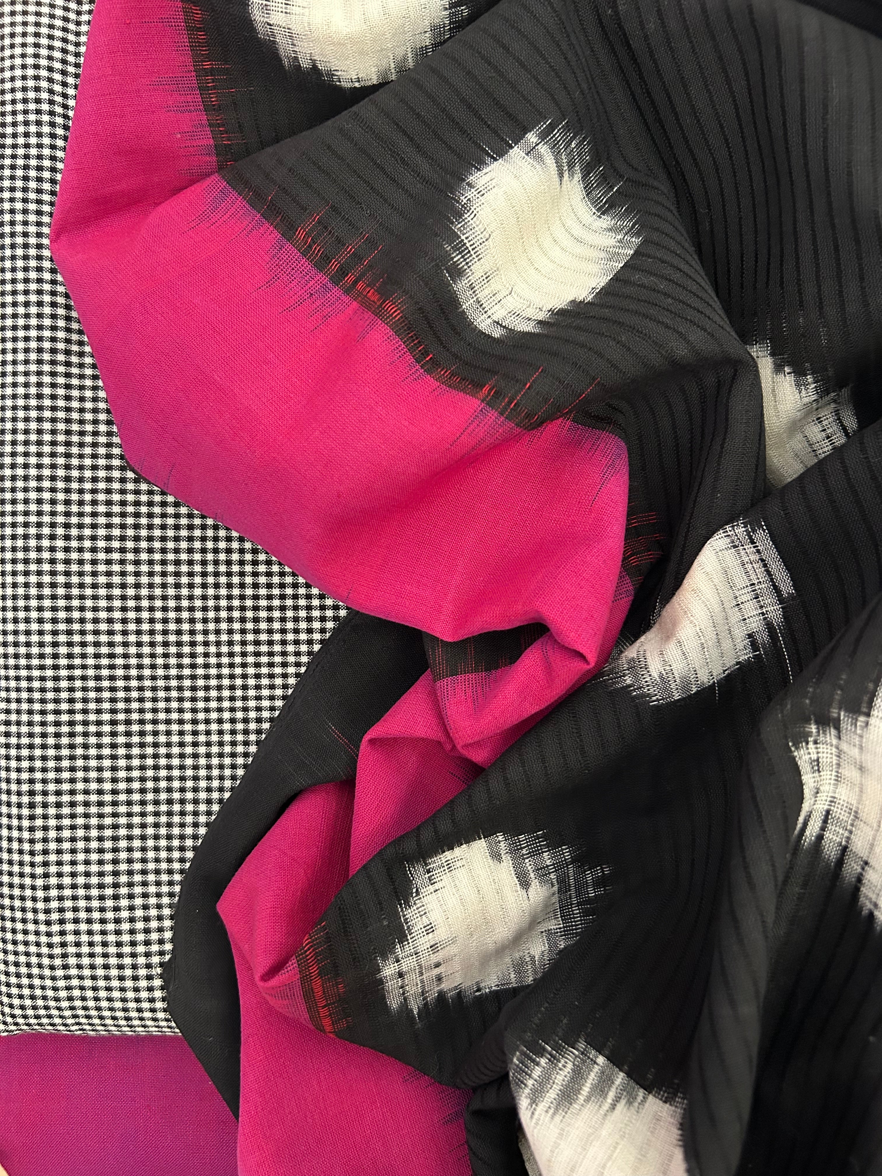 Handwoven Ikat Kurta Dupatta Set- Black and deep Purple