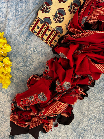 Natural Dyes Handblock Ajrakh Cotton Suit