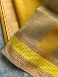Handwoven Maheshwari Kurta Dupatta Set -Yellow & Pastel Green