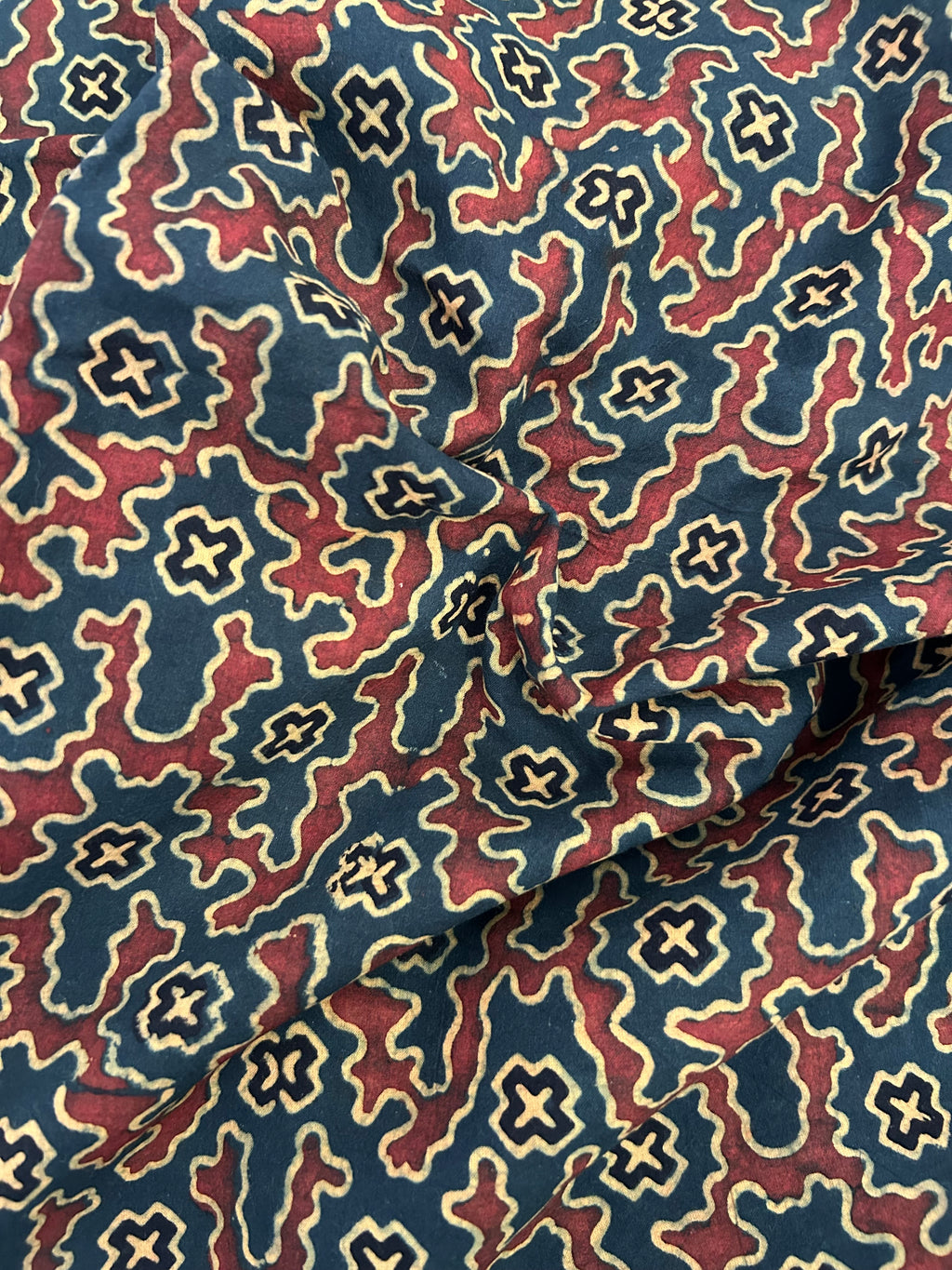 Handblock Printed Ajrakh Cotton - Green(2.4m)