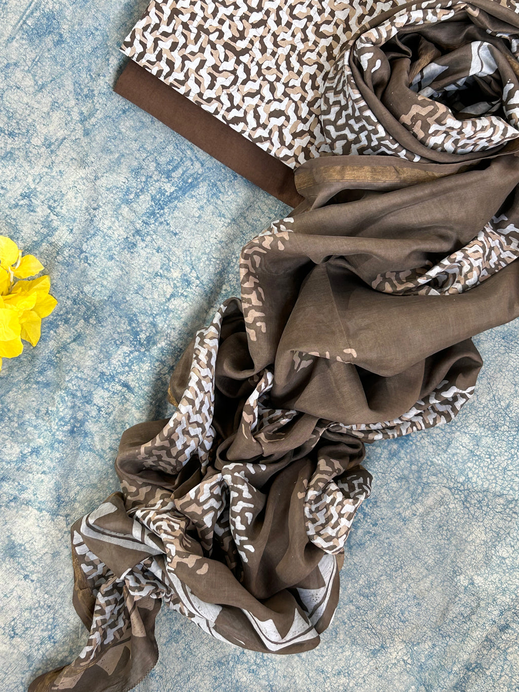 Handblock Batik Cotton Chanderi Suit