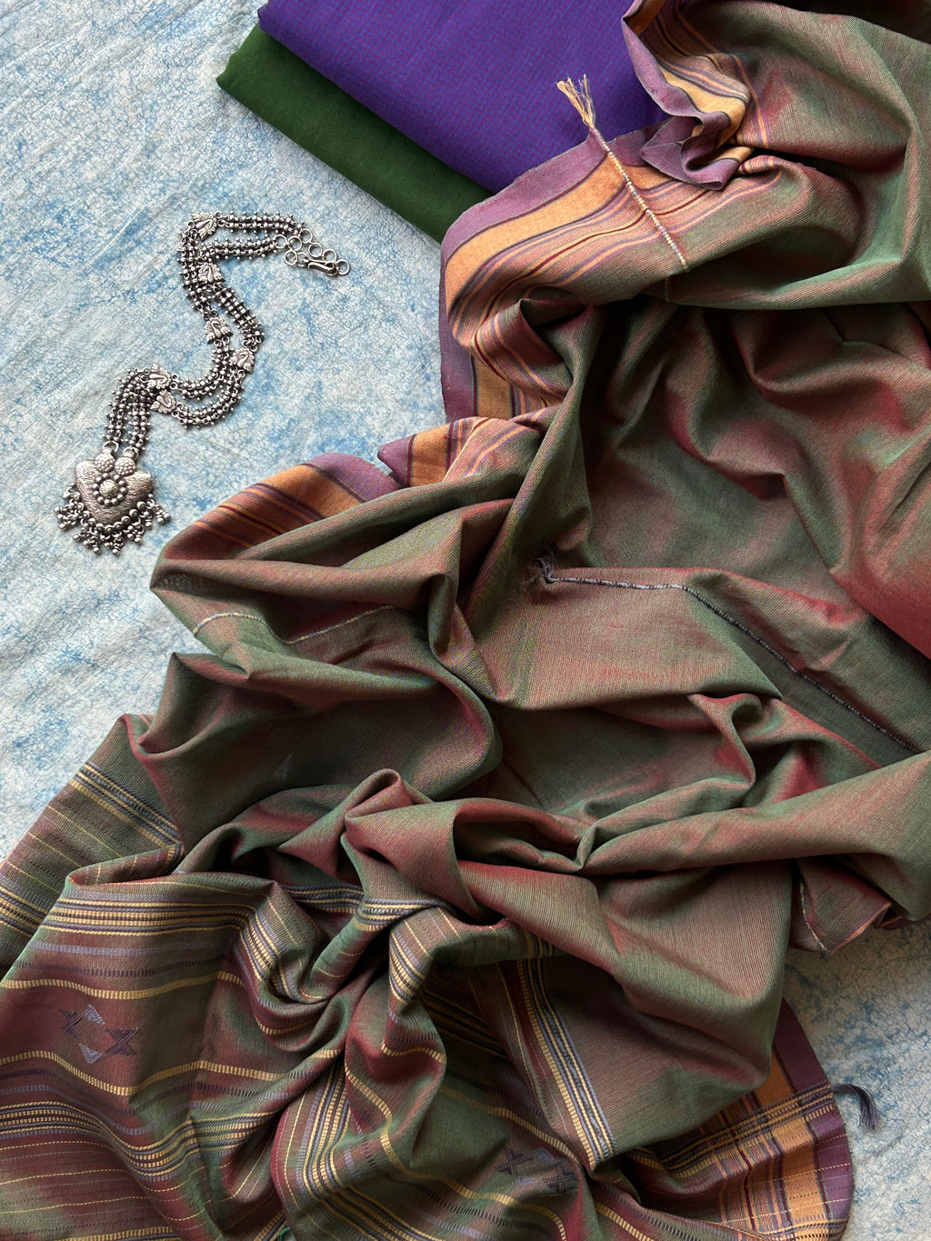 Kadambari - Handwoven Telangana Cotton and Bhujodi Dupatta Set