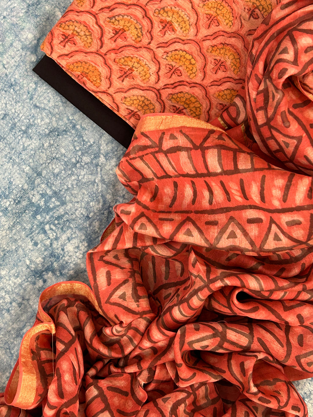 Handblock Chanderi Silk Cotton Suit