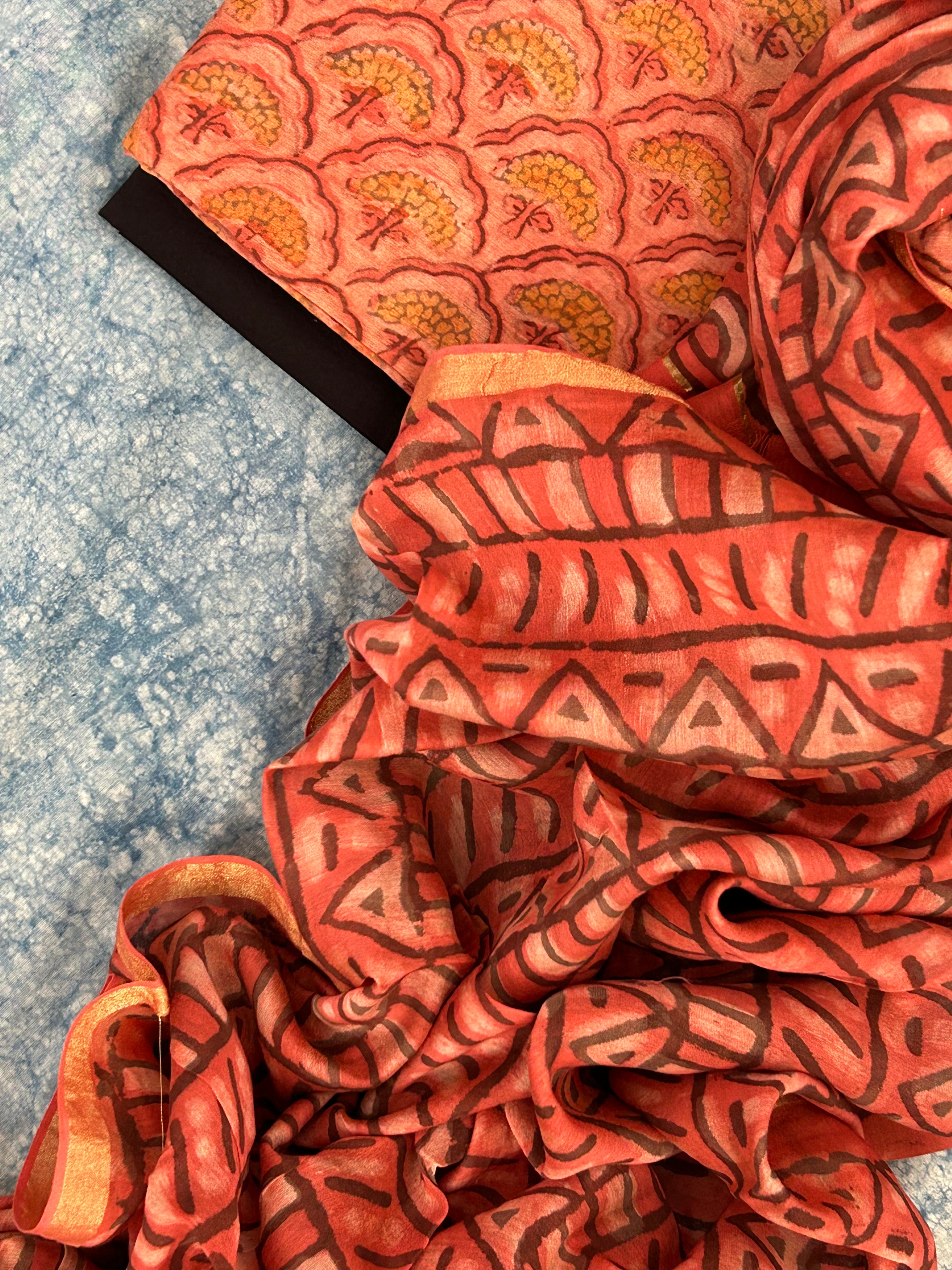 Handblock Chanderi Silk Cotton Suit