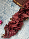 Handwoven Maheshwari Tissue Kurta Dupatta Set - Deep Wine