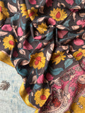 Pushpanjali -Handwoven Hand-drawn Handpainted Pen Kalamkari Dupatta