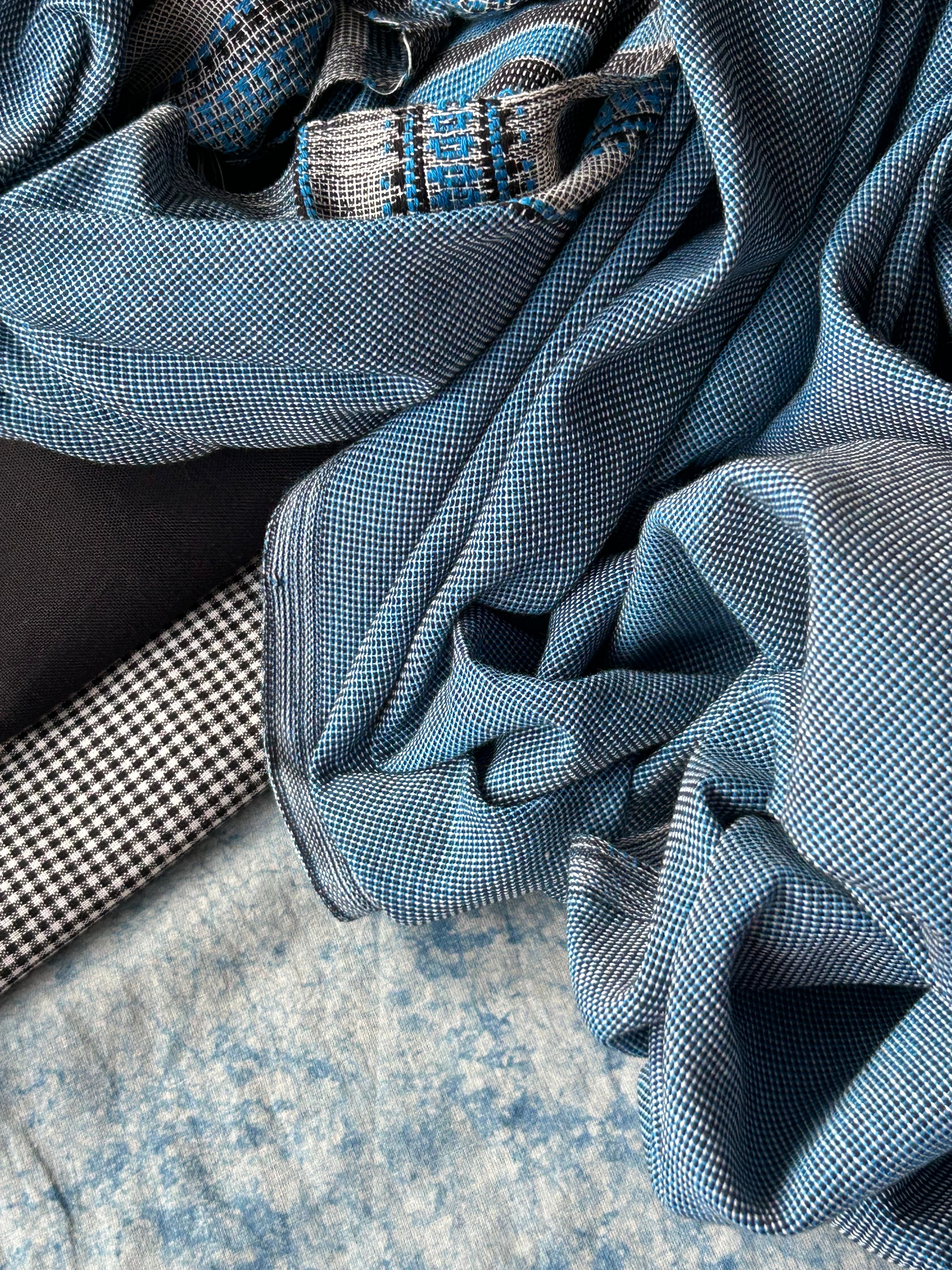 Neelambar - Handwoven Telangana Cotton and Bhujodi Dupatta Set