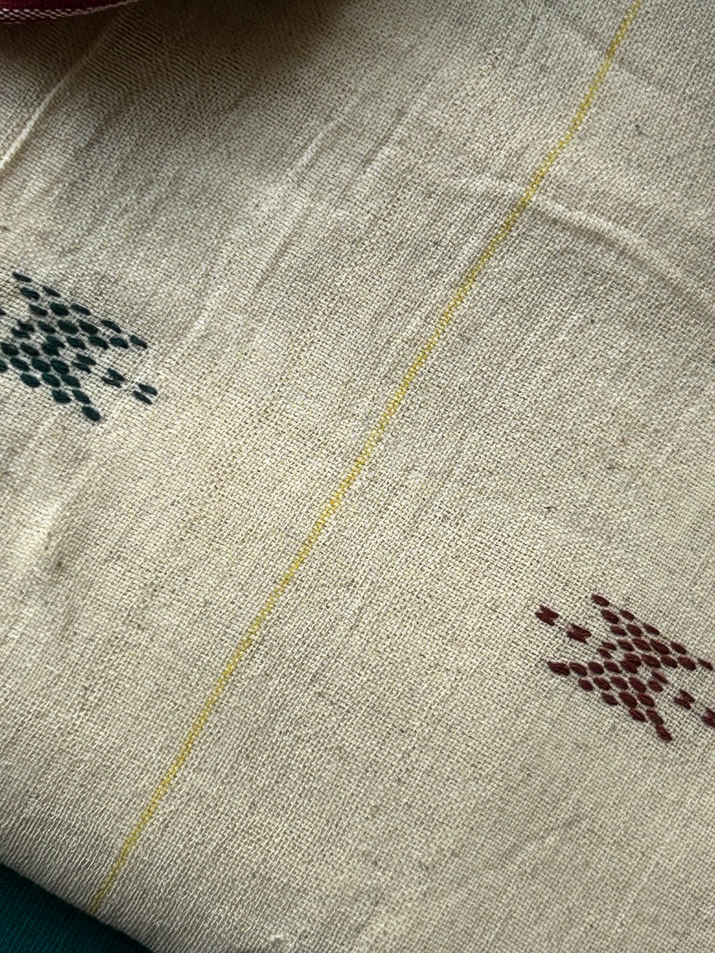 Handspun Handwoven Kotpad Suit Set - Ivory Multi Colour Butti