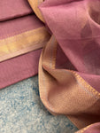 Handwoven Maheshwari Kurta Dupatta Set -Mauve & Gold