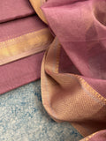 Handwoven Maheshwari Kurta Dupatta Set -Mauve & Gold
