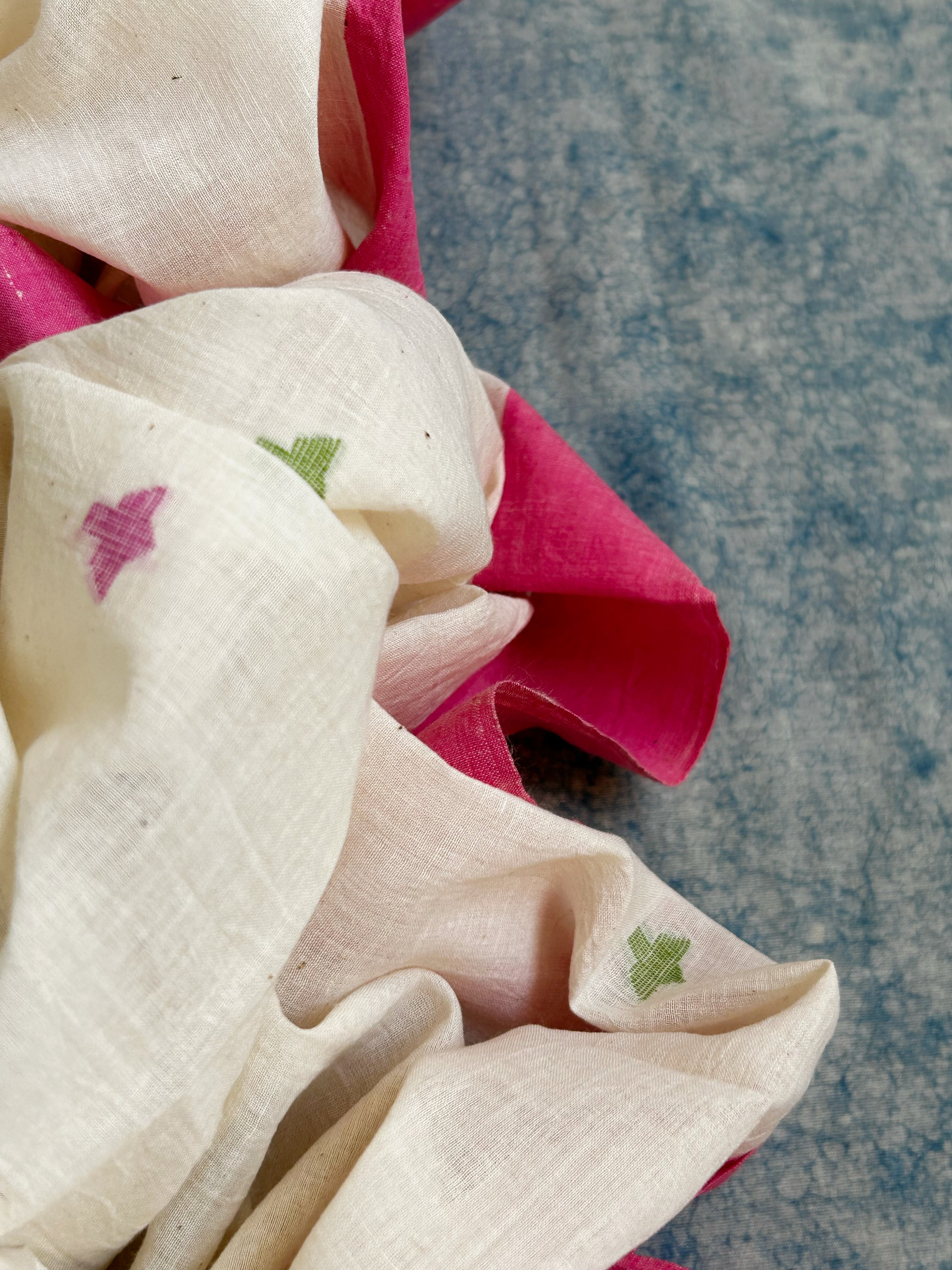 Bougainvillea - Handwoven Bengal Jamdani Kurta Dupatta set