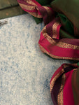 Handwoven Maheshwari Kurta Dupatta Set -Green & Pink