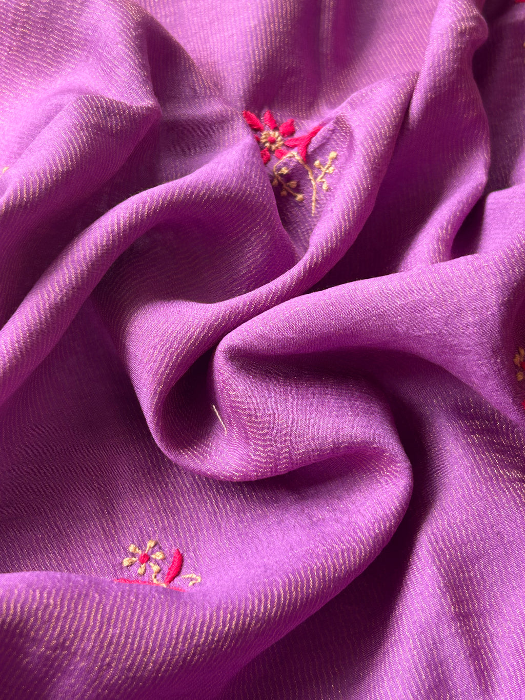 Manjari- Handwoven Chikankari Work Maheshwari Tissue Set
