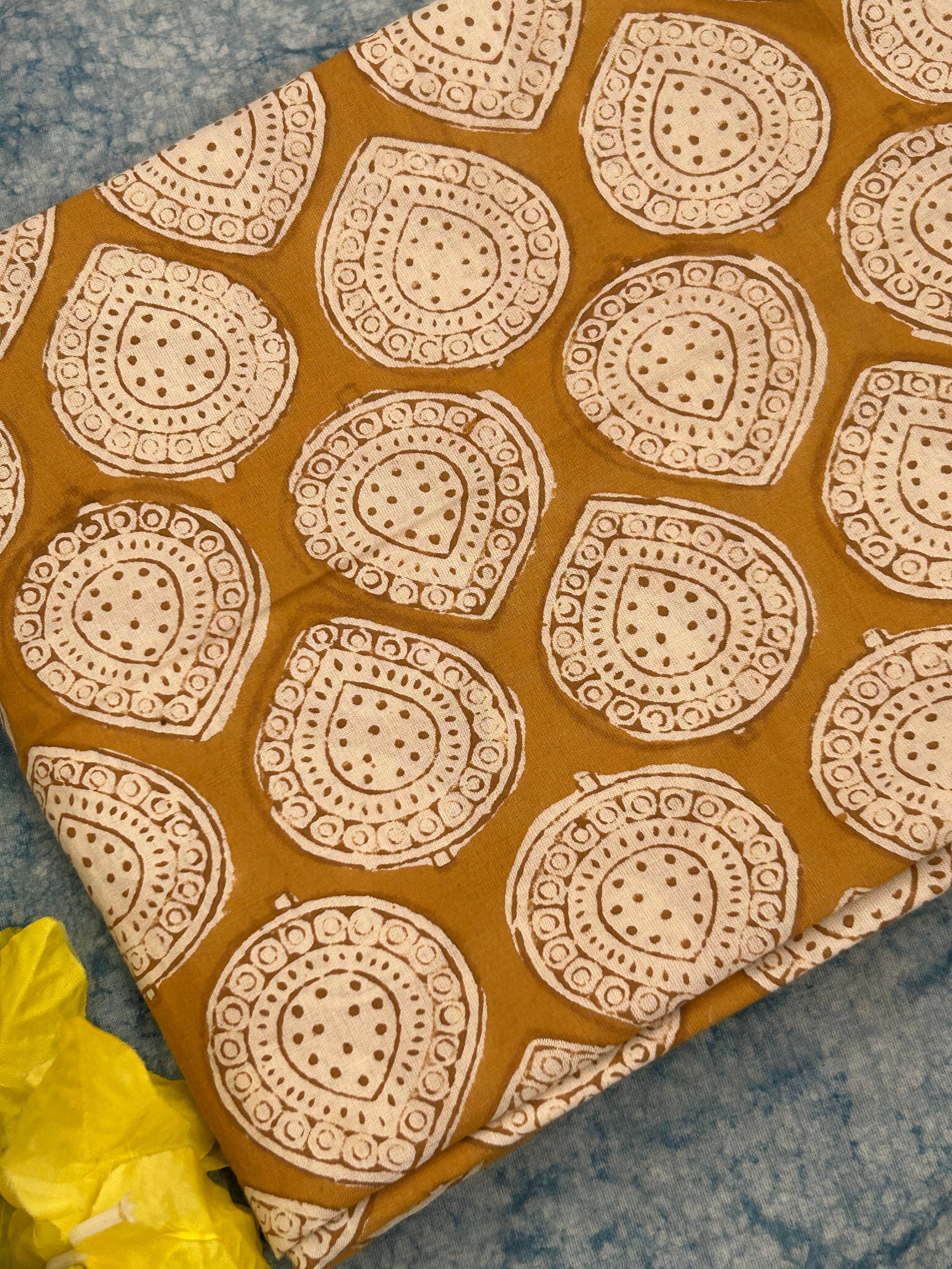 Hand Block Printed Azo free Dyed Cotton Kurta Fabric