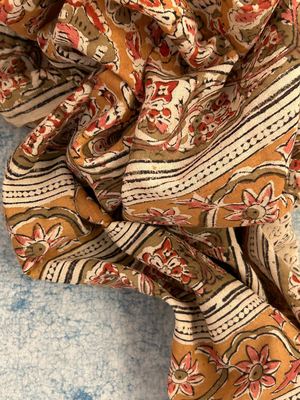 Handwoven Handcrafted Mangalagiri Kalamkari Kurta Dupatta Set