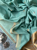 Handwoven Maheshwari Kurta Dupatta Set - Turquoise