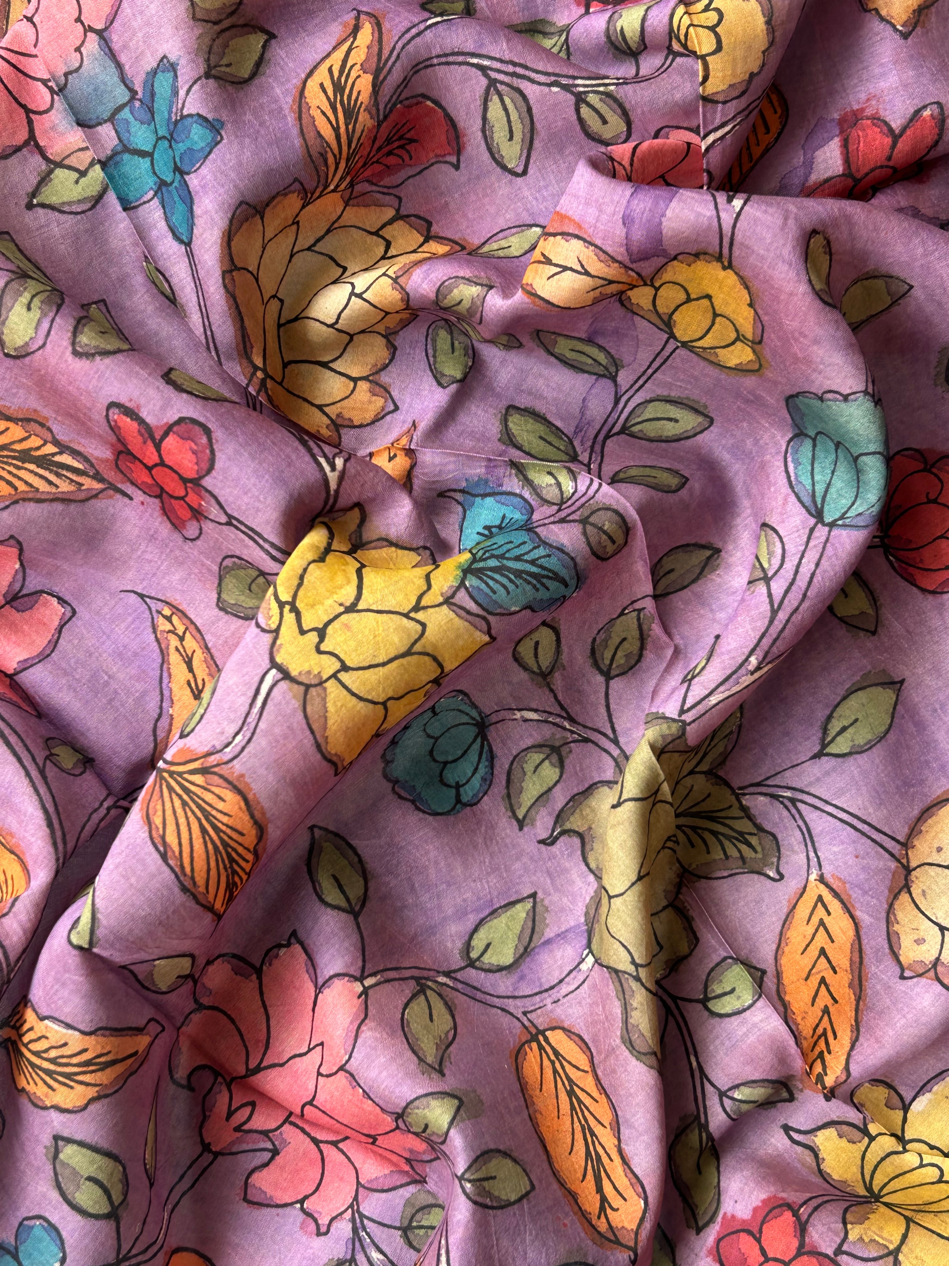Mayurpankhi -Handwoven Hand-drawn Handpainted Pen Kalamkari Dupatta