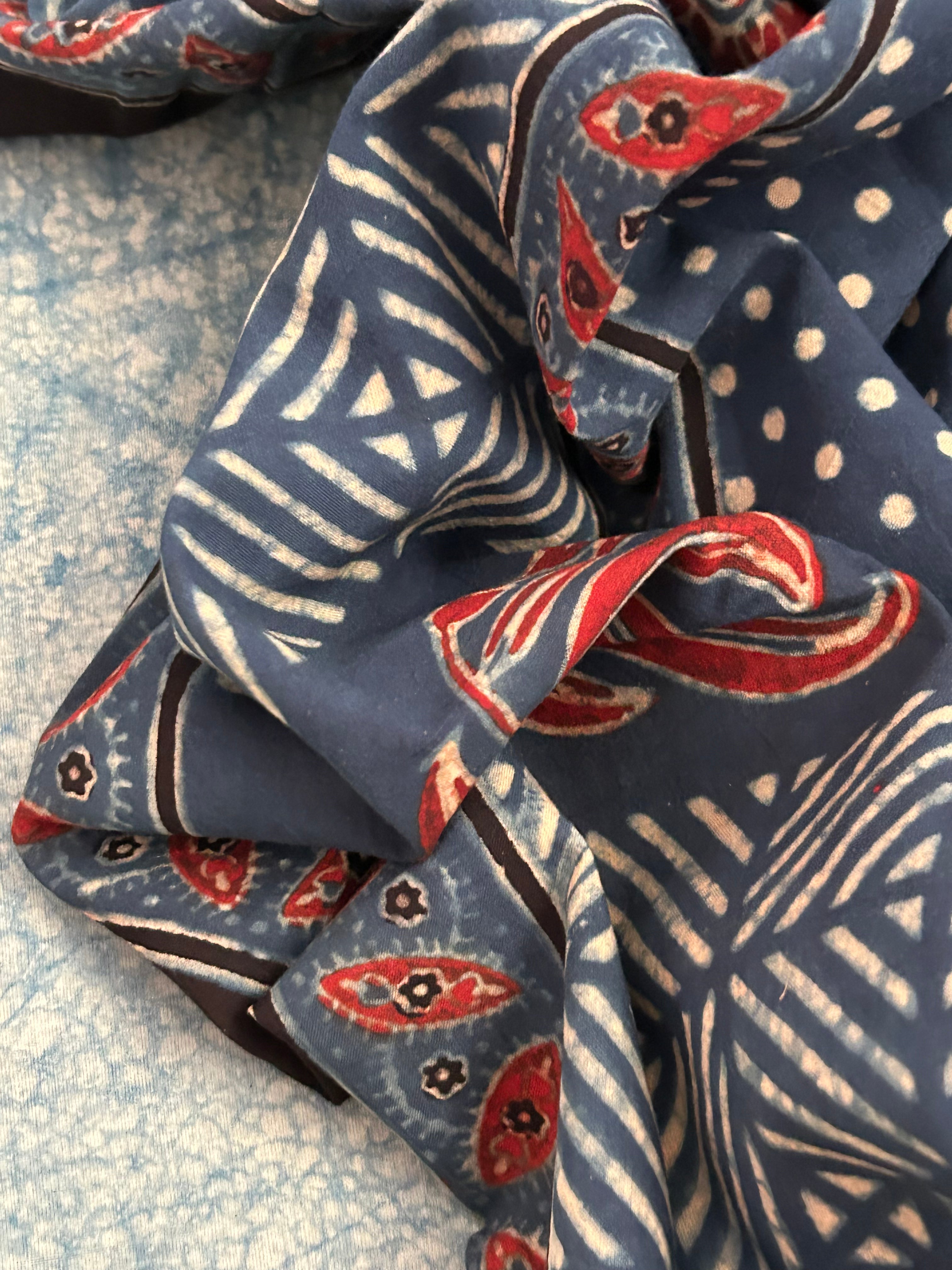 Natural Dyes Hand Block Ajrakh Dupatta