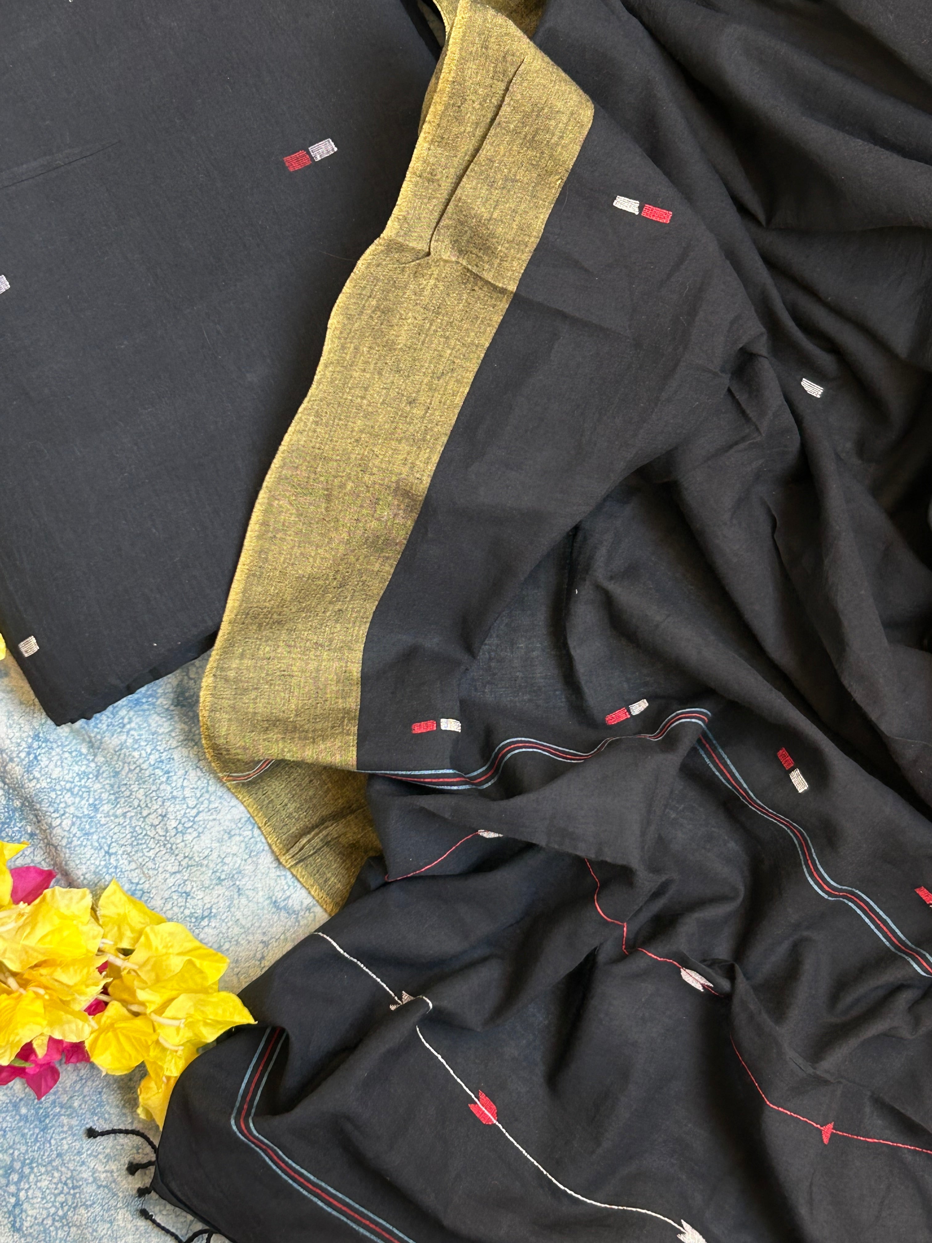 Kaajal - Handwoven Bengal Jamdani Kurta Dupatta set