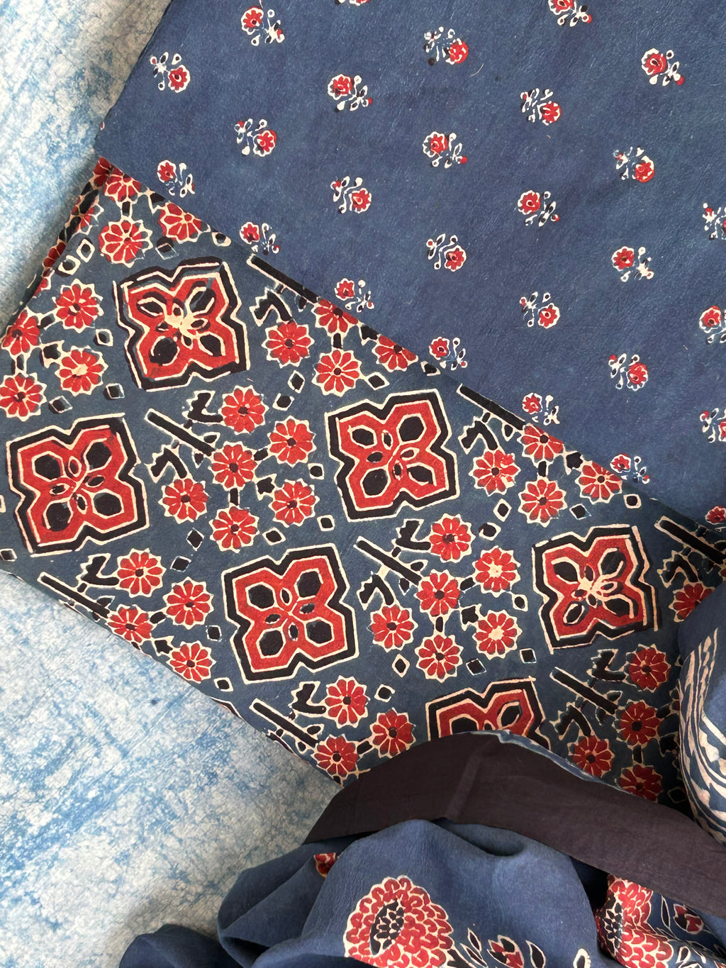 Natural Dyes Handblock Ajrakh Cotton Suit