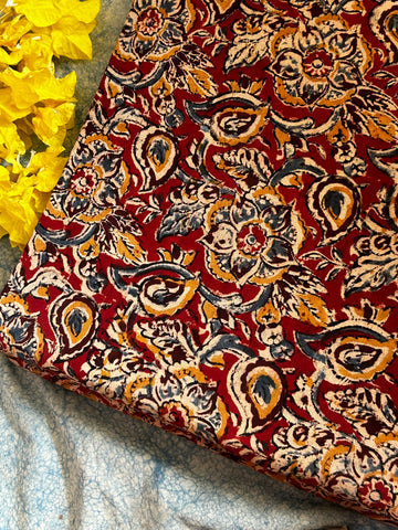 Pedana Hand Block Printed Kalamkari Natural Dyed Cotton Fabric Kurta