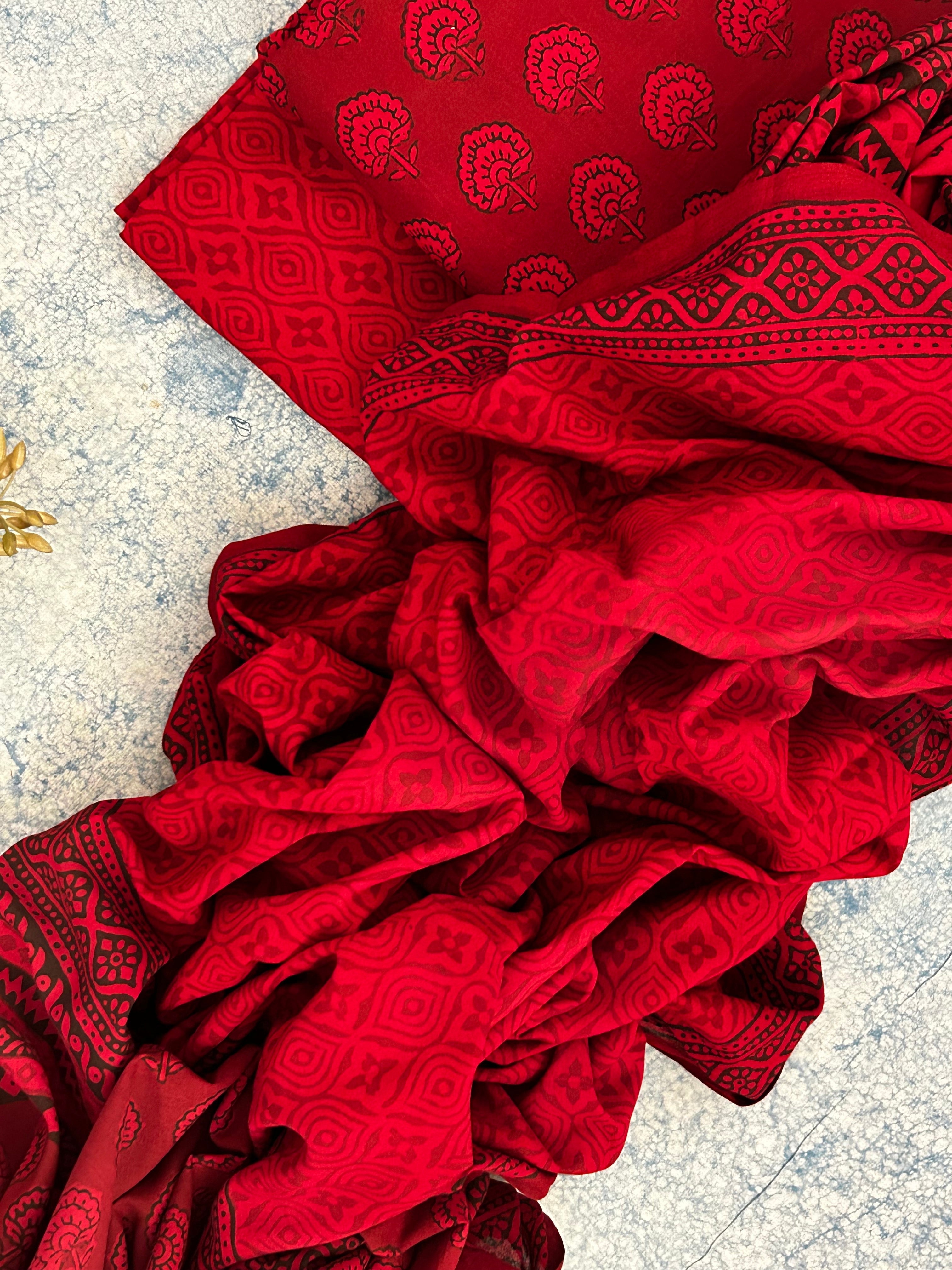 Natural Dyed Bagh Block Print Cotton Suit