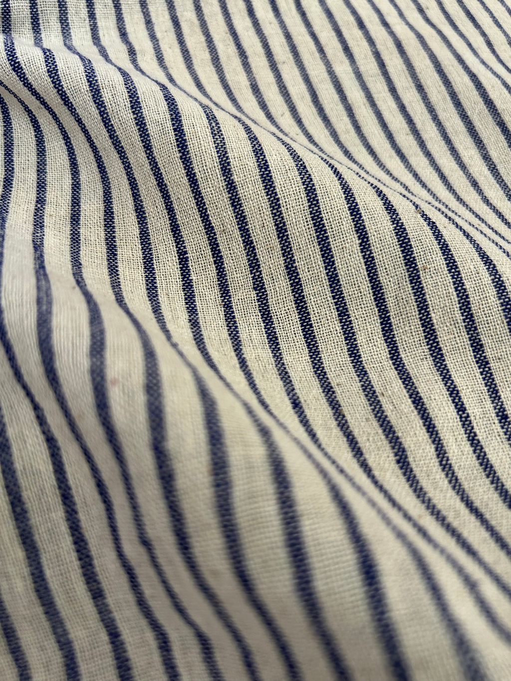 Handspun Handwoven Kotpad Fabric - Ivory & Blue (1m)
