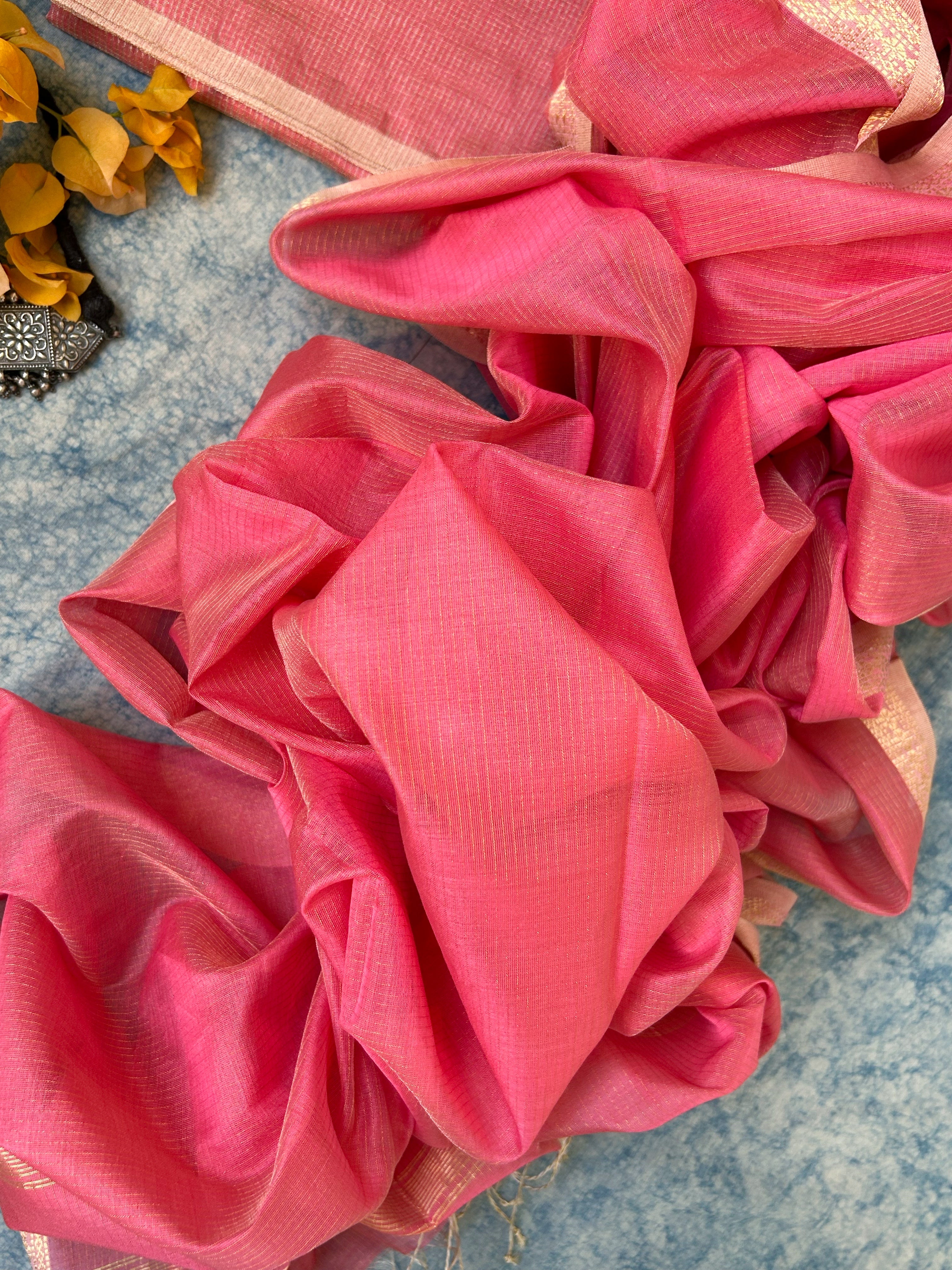 Handwoven Maheshwari Kurta Dupatta Set - Dusty Pink