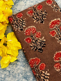 Handblock Ajrakh Cotton Blouse Fabric