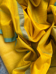Handwoven Maheshwari Kurta Dupatta Set - Yellow & Teal