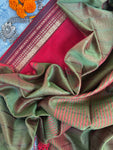 Handwoven Maheshwari Kurta Dupatta Set -Maroon & Green