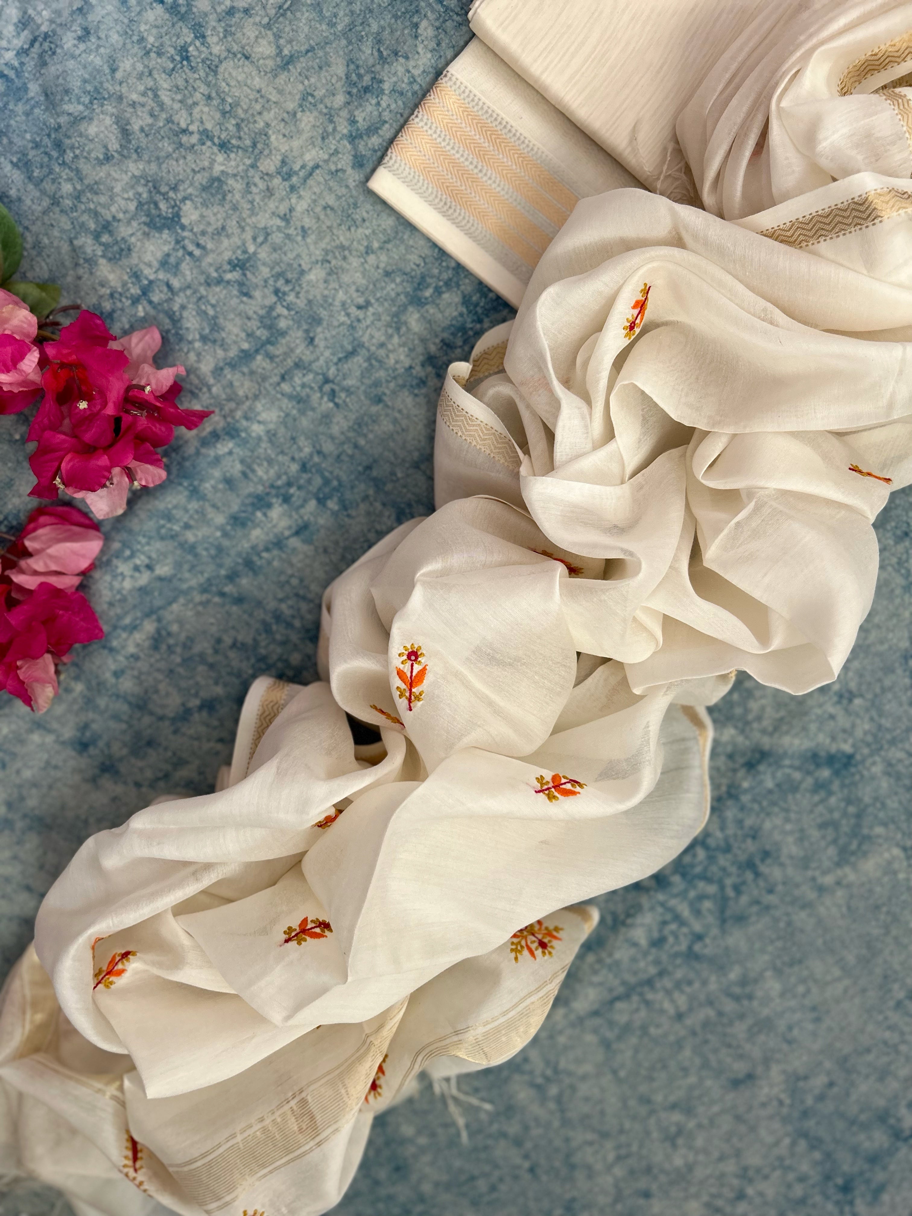 Handwoven Chikankari Maheshwari Kurta dupatta set
