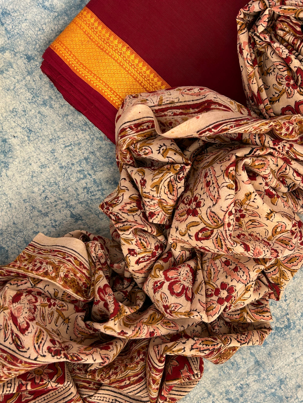 Handwoven Handcrafted Mangalagiri Kalamkari Kurta Dupatta Set